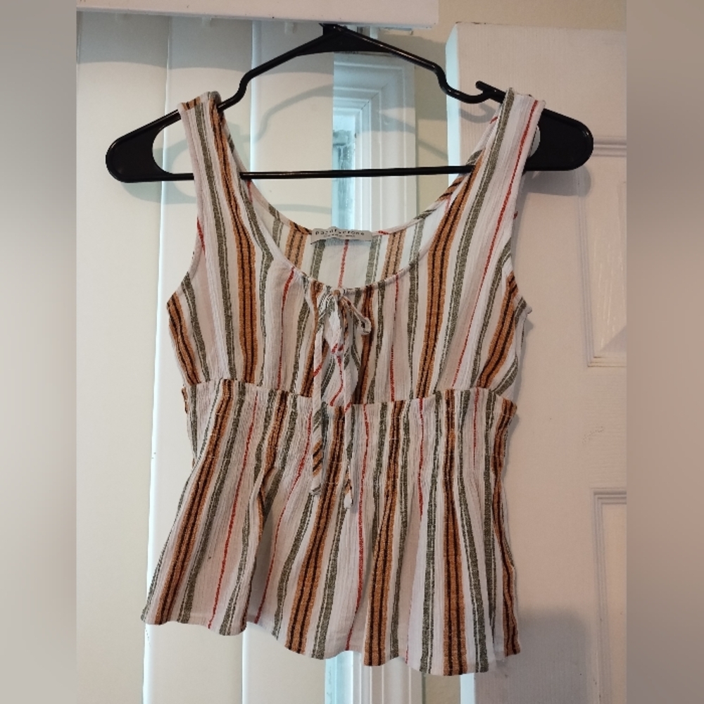 Pepper Crane Sleeveless Striped Crop Top Size Medium Rushing